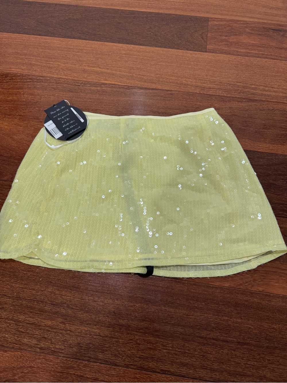 White Fox Boutique Yellow Sequin Mini Skirt